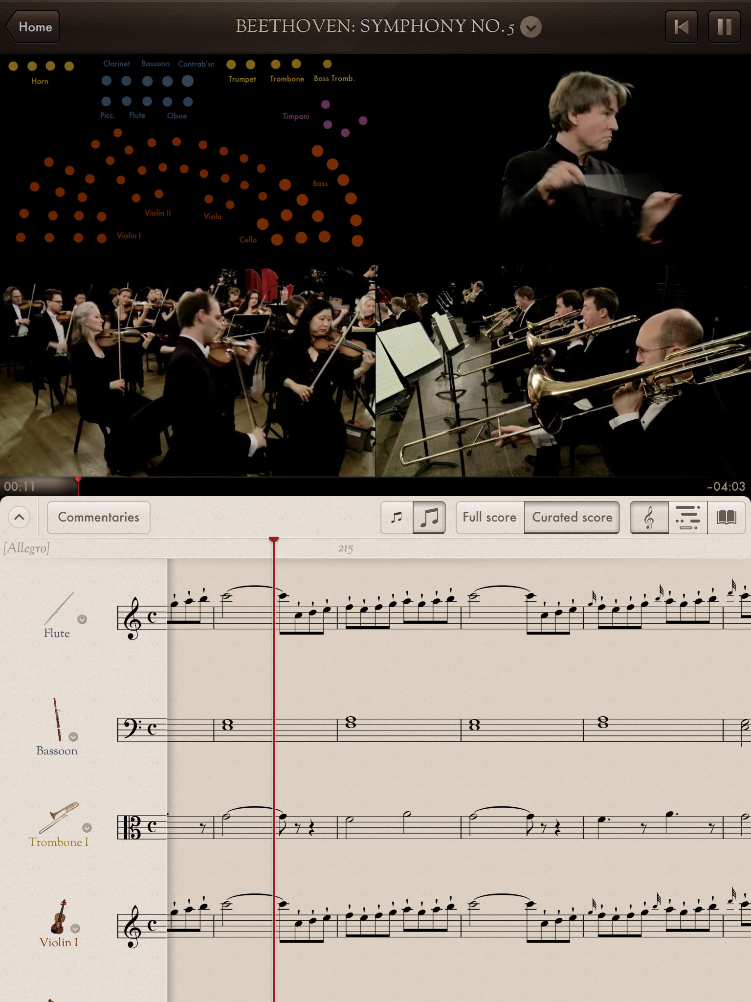 Main view of The Orchestra app